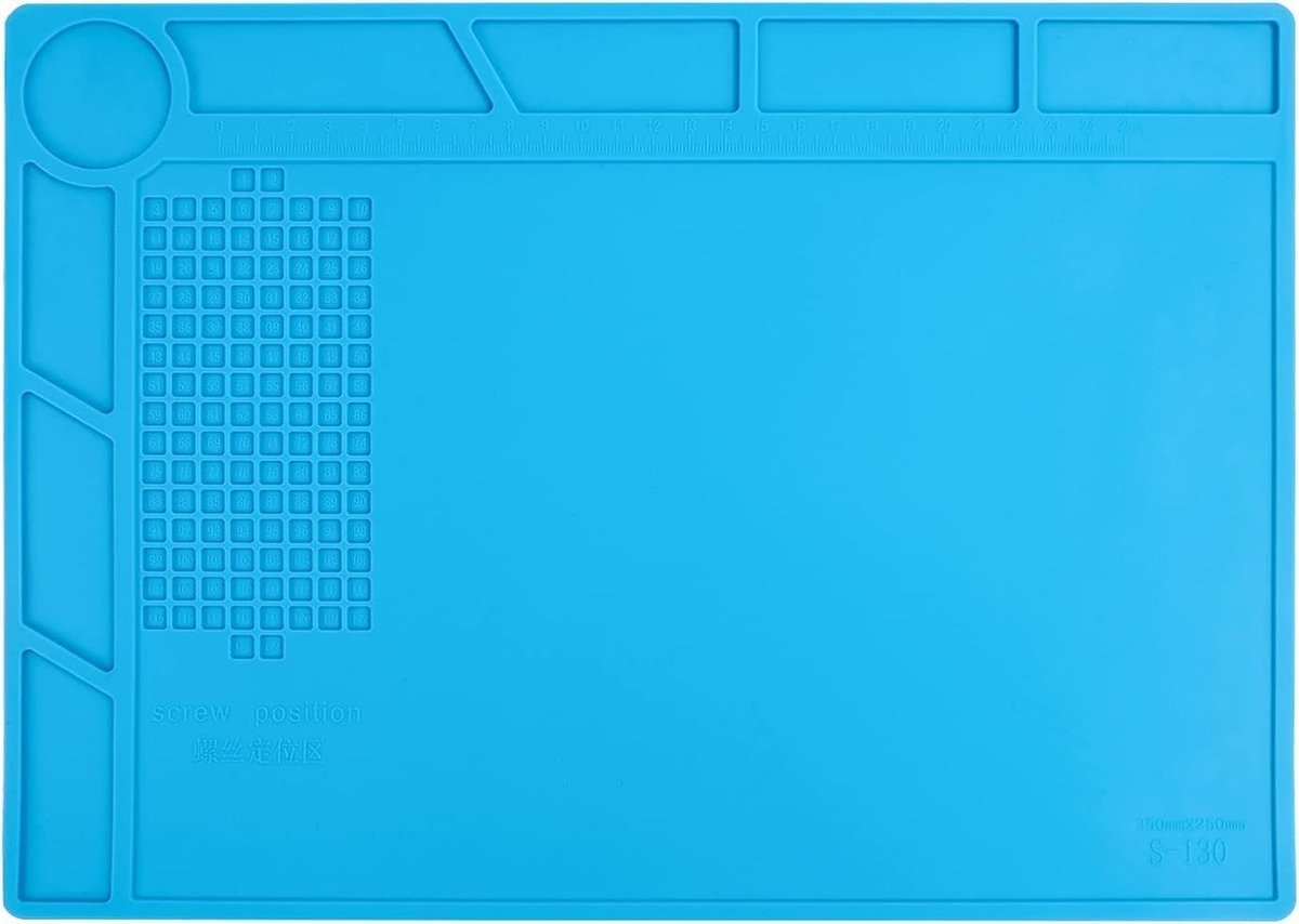 Hittebestendige Siliconen Lijmat, Magnetische Werkmat 35 x 25 cm, Antistatische Soldeermat voor Linkshandigen, Ideaal voor Soldeerpistolen en Hittepistolen