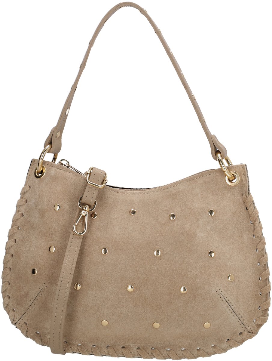 Charm London Vittoria Crossbodytas - Suede Look - Damestas - Schoudertas - Afneembaar Handvat - Verstelbare Schouderband - Ritsvak - Leren Dames Tas - Lichttaupe