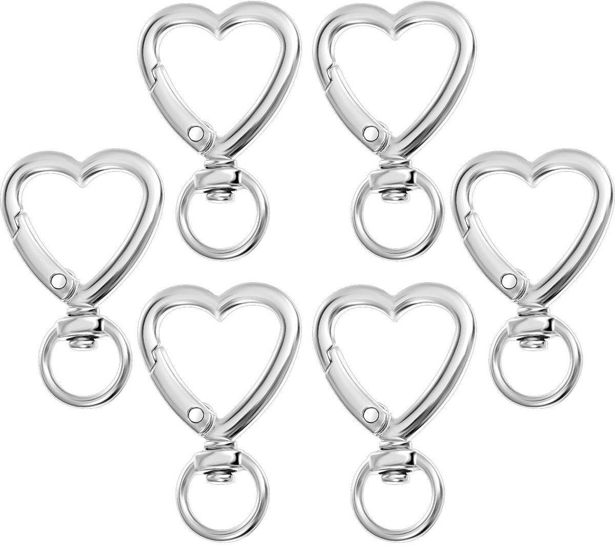 Sleutelhanger hartvormige karabijnhaak - zilver - draaibaar - ideaal voor tassen - ShopVlot