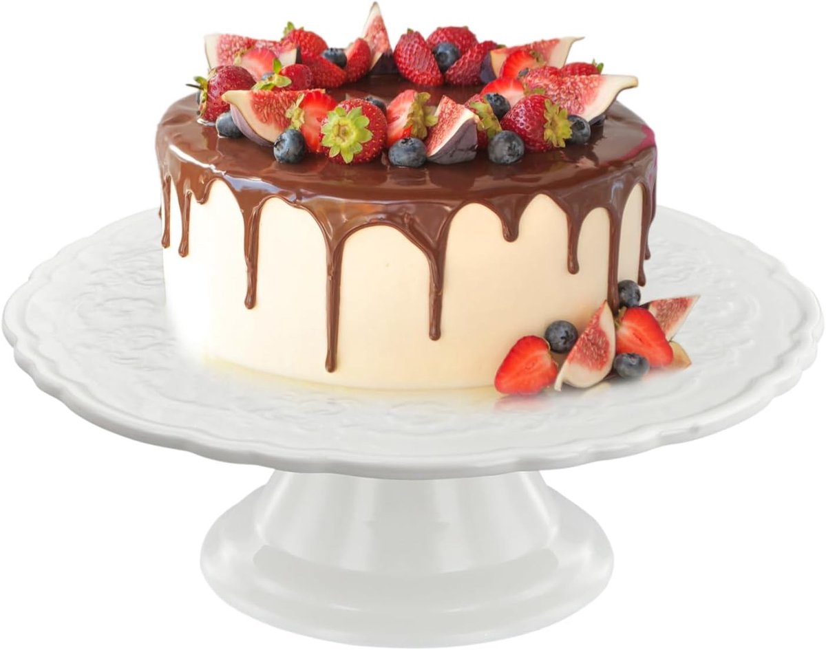 Taartstandaard - Wit - Ø 27 cm - Hoogwaardig Keramiek - Voor Taarten en Desserts