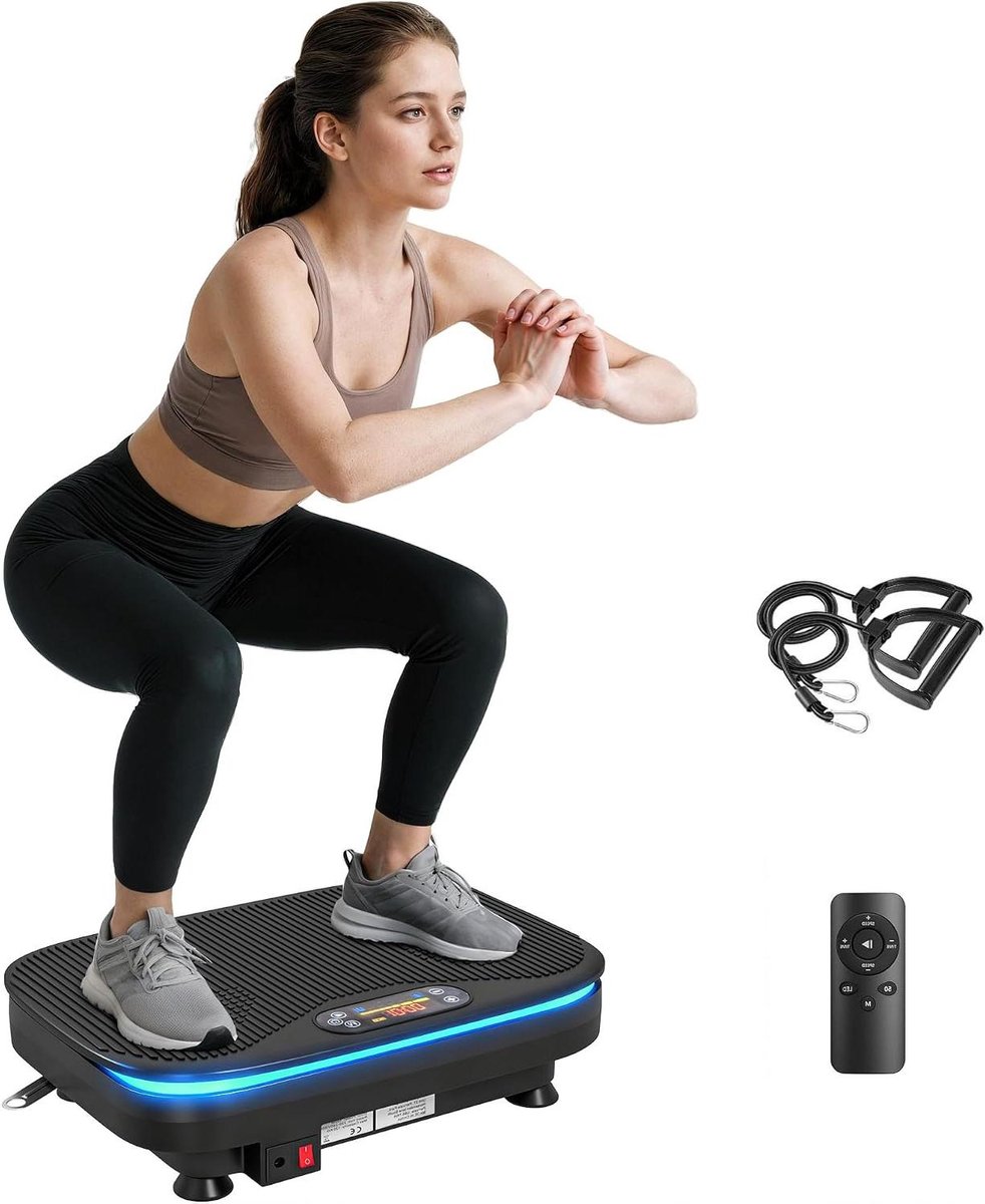 Vibratieplaat - Fitnessapparaat - Full body workout - 99 Intensiteitsniveaus - 47x32x12 cm - Zwart