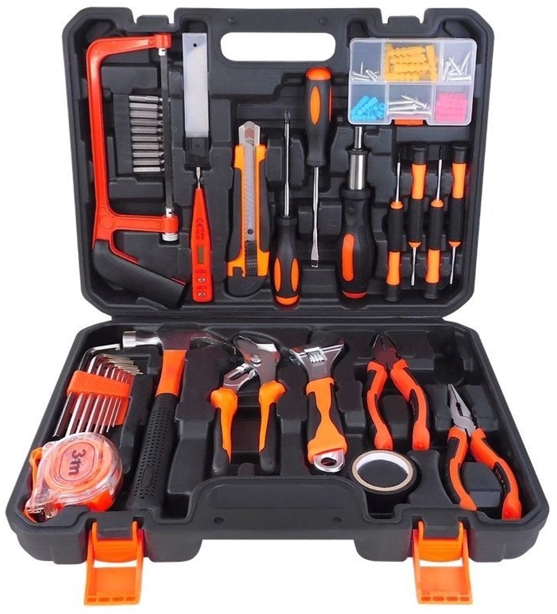 Gereedschapsset 43 - delig in Koffer - Complete Gereedschapskoffer met Hamer, Tang, Schroevendraaiers en Bits