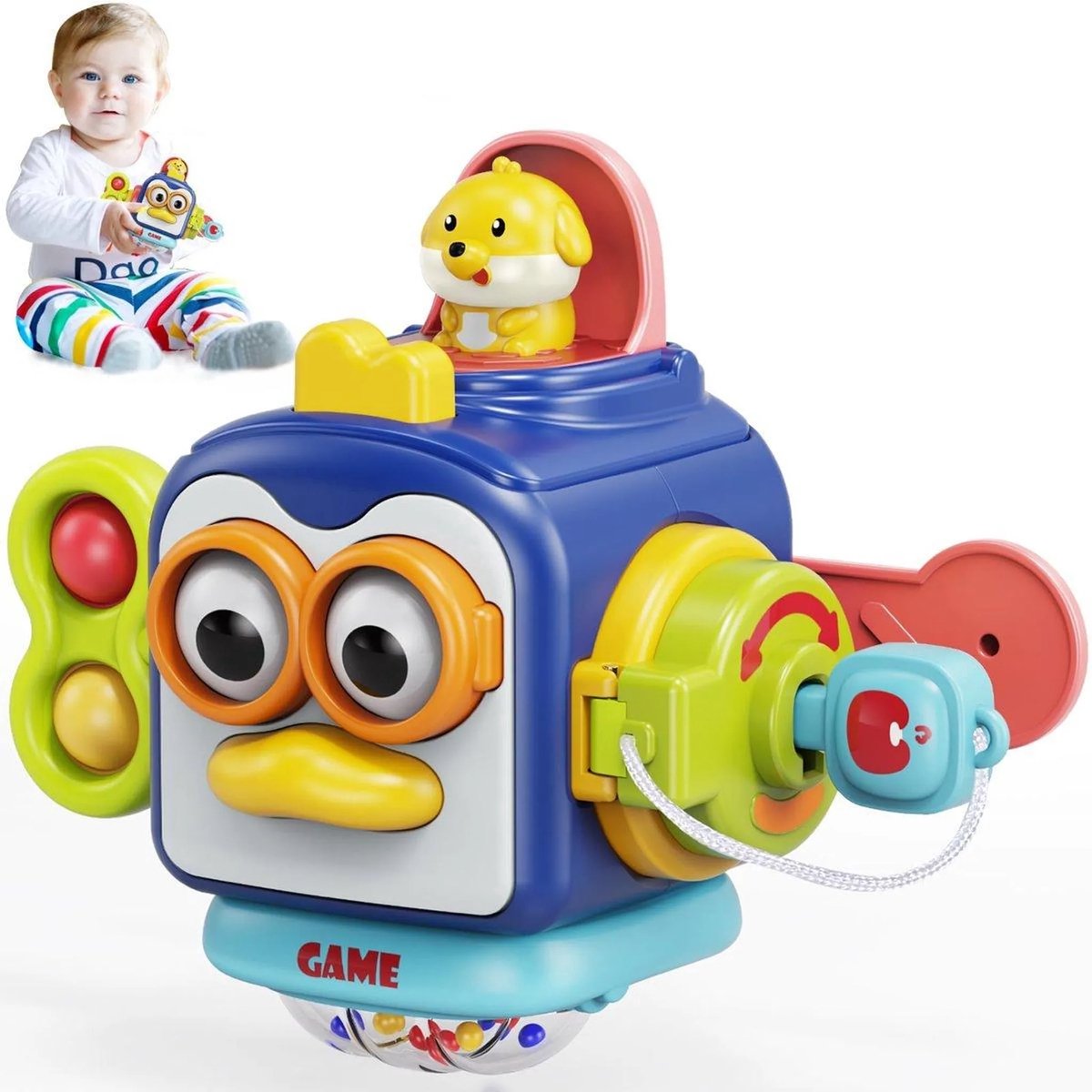 casalora® - Montessori speelgoed - Baby Activiteiten Kubus - Educatief Babyspeelgoed - Sensorisch speelgoed - dobbelsteen - cadeau - voor kinderen van 6 tot 36 maanden - motorische - Peuter Speelgoed – Jongens – Meisjes - 1 jaar – 2 jaar – 3 jaar