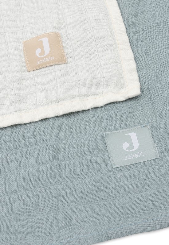 Jollein - Hydrofiele Doek Large 115x115cm - Inbakerdoek - Zacht Katoen - 2 Stuks - Sea Green/Ivory van Jollein — afbeelding 3