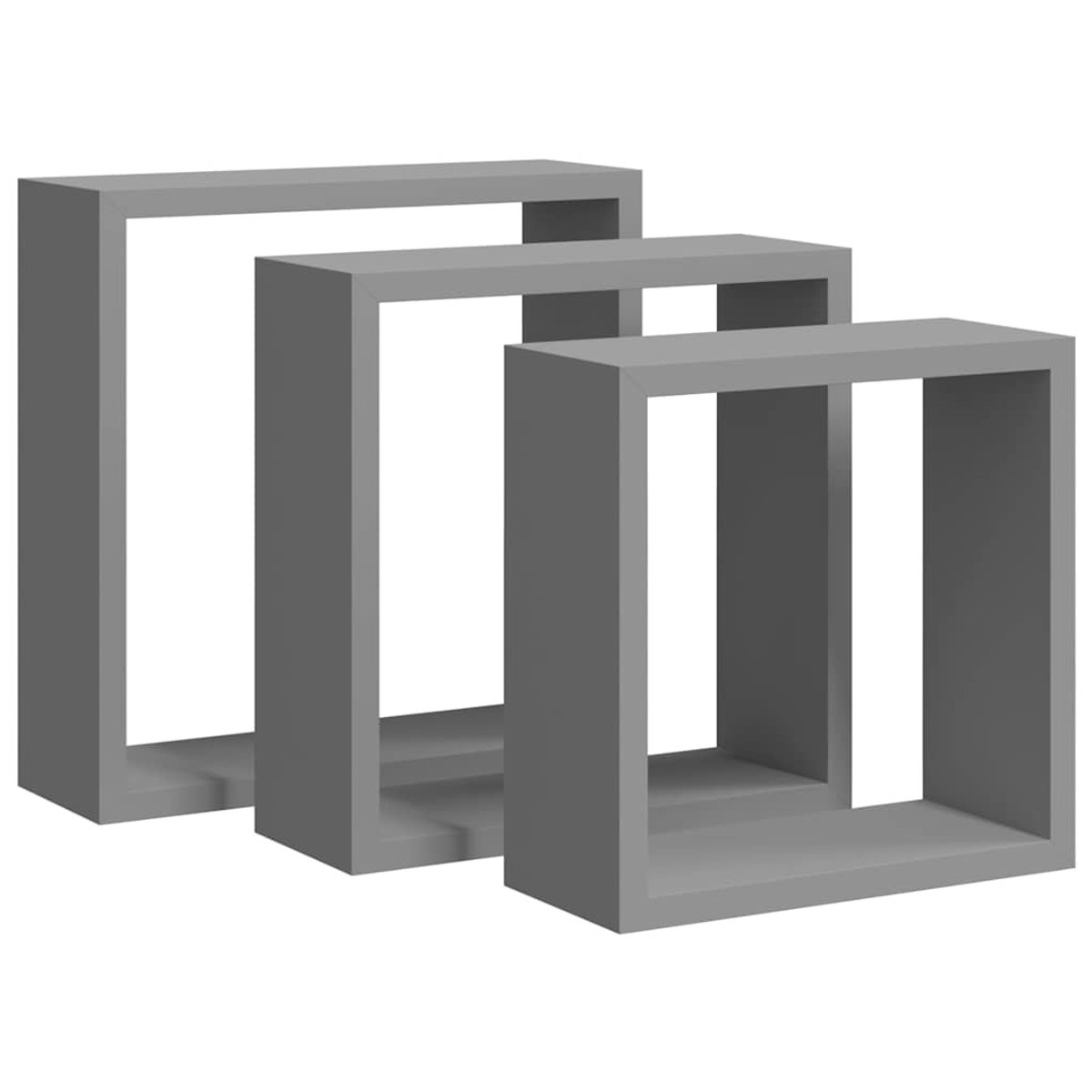 vidaXL Wandschappen - kubus - 3 - st - MDF - grijs