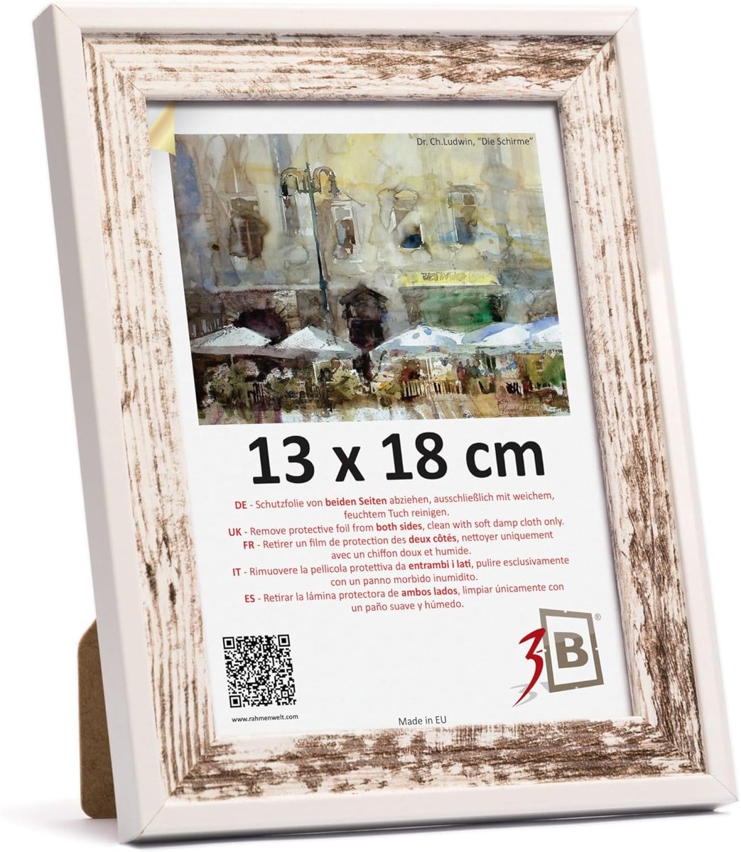 3-B Fotolijst SALO DUO - Vintage-Wit (Rusticaal met zichtbare houtnerven) / Wit - 13x18 - ShopVlot