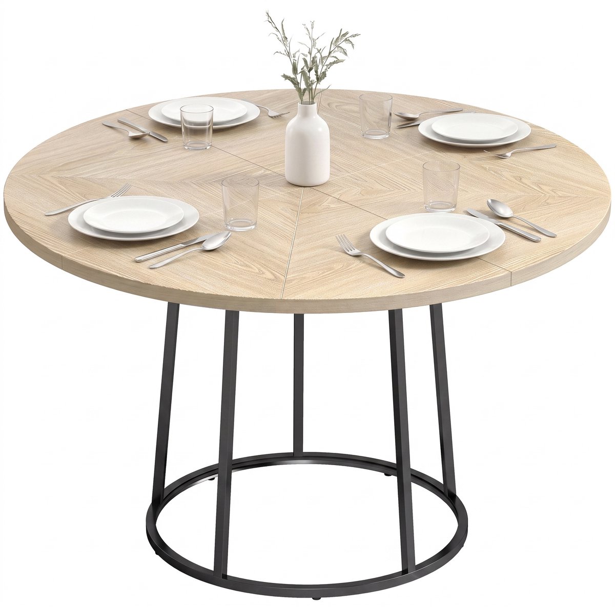HOMCOM Eettafel - MDF, Metaal - 120 x 120 x 75 cm - Natuurlijk Hout
