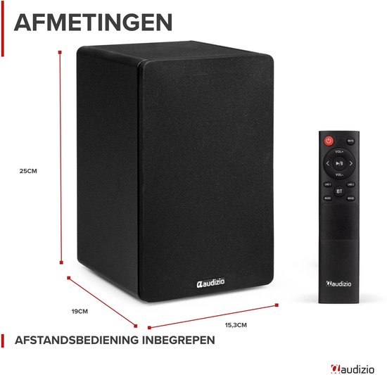 HiFi speakers - Audizio KS01 - Boekenplank speakers - Bluetooth - 80W - Zwart van Audizio — afbeelding 3