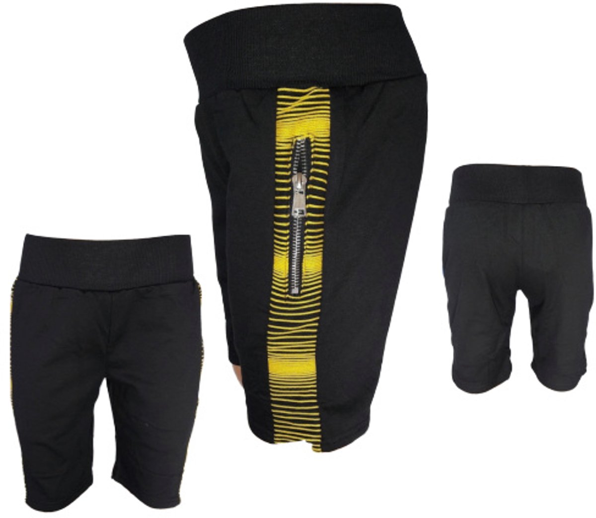 Korte broek jongens geel - Zwart - 98/104
