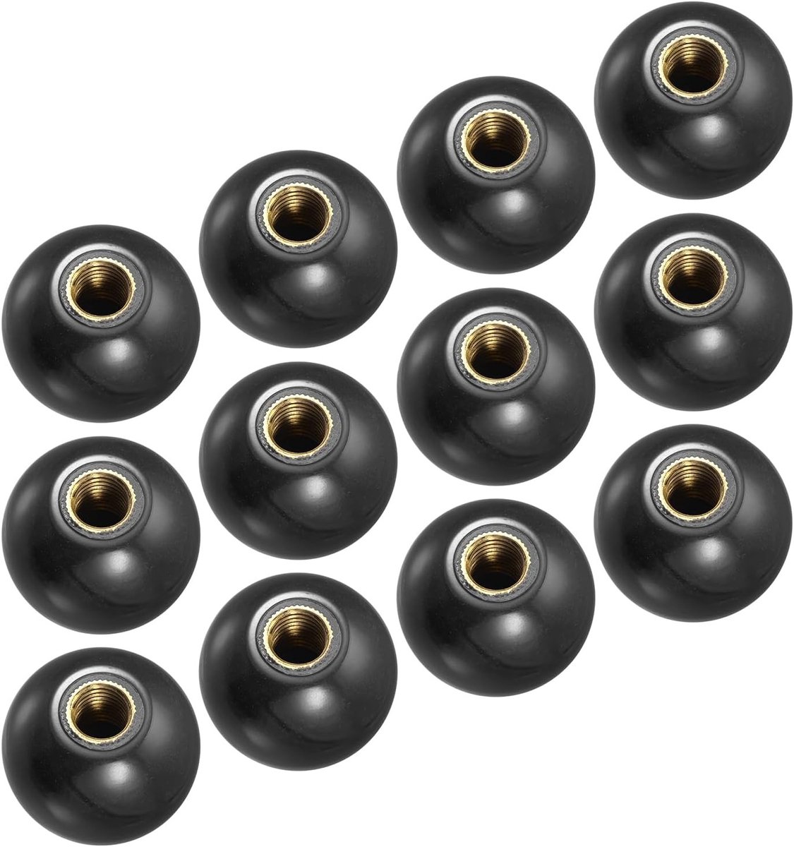 Draadknoppen van 40mm, 12 Stuks, Kunststof Balhandgreep met M12 Vrouwelijke Draad en Messing Inzet - Ideaal voor Machinevervanging, Zwart