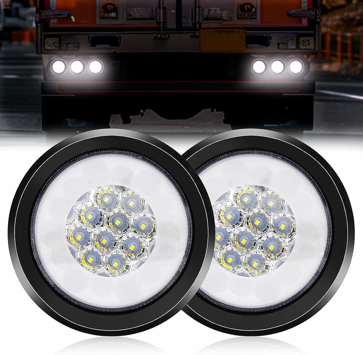 Multifunctionele 24 LED Ronde Achterlichten voor Aanhangwagens en Trucks - IP67 Waterdicht, Perfect voor Tractoren en Vrachtwagens