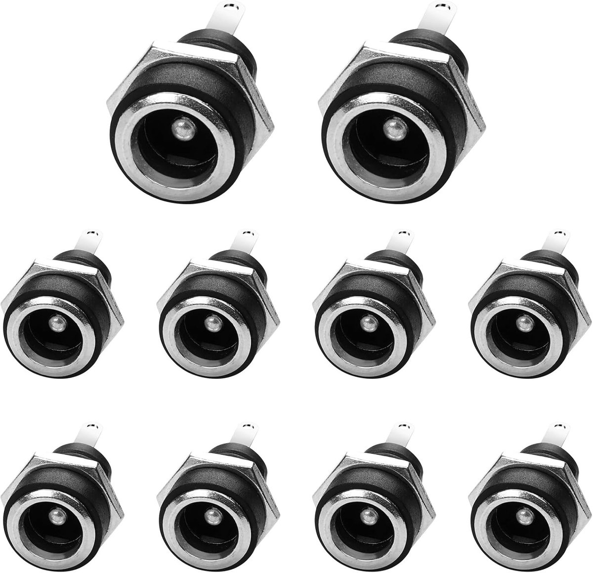 10 Stuks DC Power Bus Paneelmontage Connector, 5.5mm x 2.1mm Vrouwelijk, 2-Pins Soldeertype, Ideaal voor Elektronische Projecten en Voedingstoepassingen