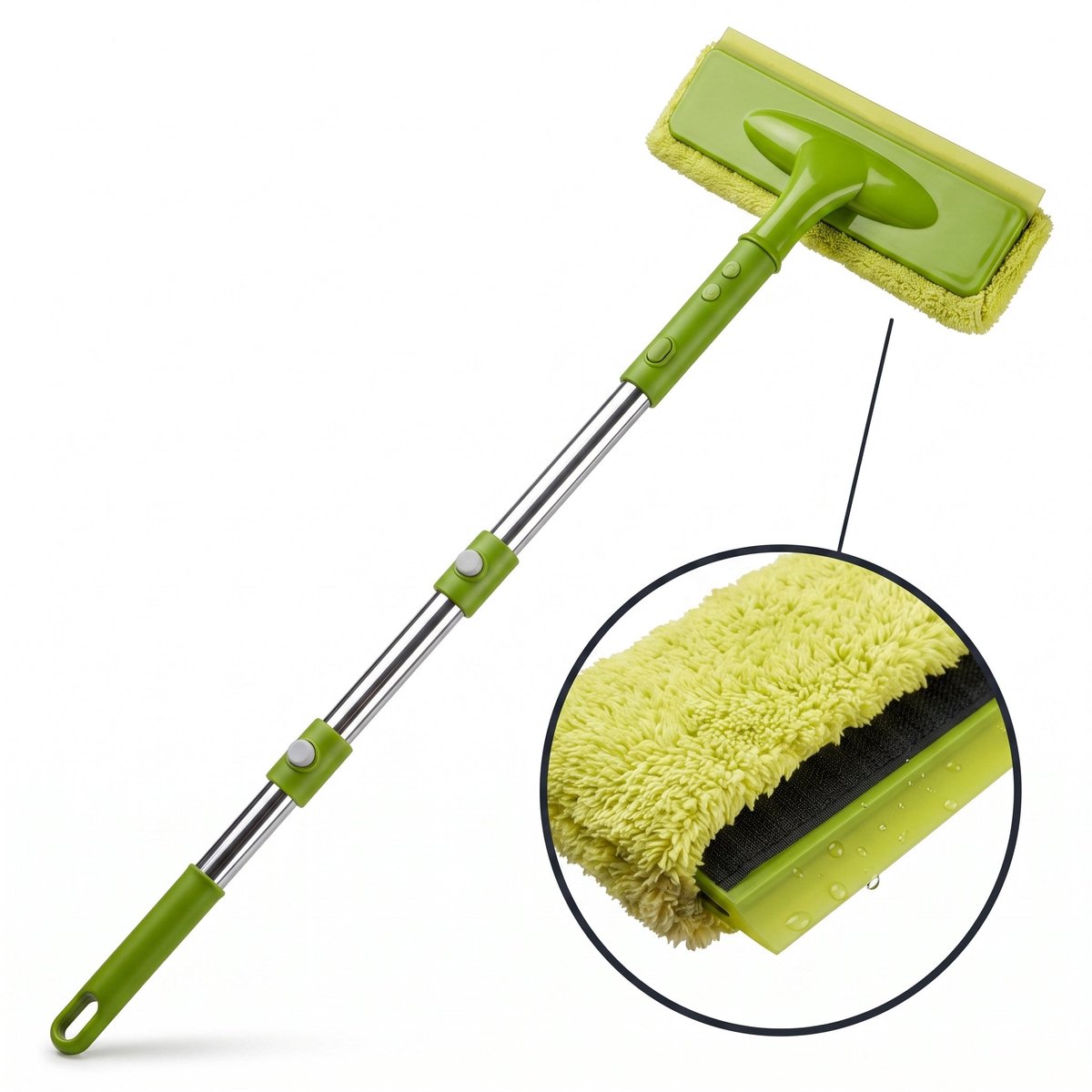 Cheqo® Telescopische Raamwisser - Raamwisser met Steel - Uitschuifbare Raamwisser - Ramenwasser - Raamtrekker - Ruitenwisser - Glazenwasser - Vensterwisser - Telescoopsteel - Buigbaar - voor Ramen Wassen en Ruiten Schoonmaken van Hoge Ramen