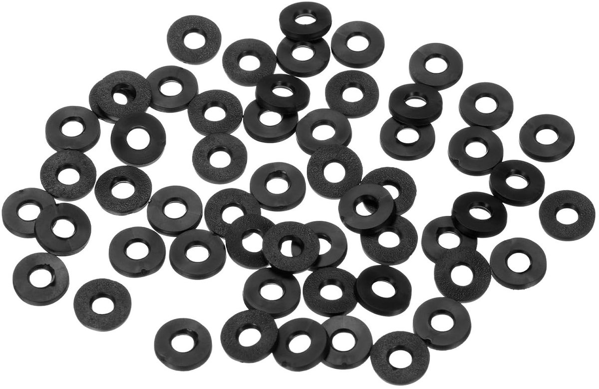 Set van 60 Zwarte Rubber Ringen M4, Assortiment van 4mm ID, 9mm OD en 1.2mm Dikte voor Douche Slangen, Kraan Bevestigingen en Tuinslangen