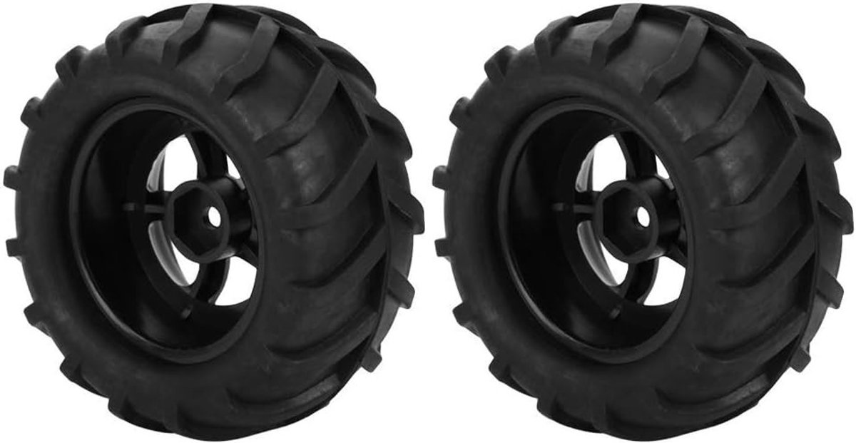 2 Stuks RC Wielen met Rubberbanden van 82mm, Accessoires voor 1/16 Afstandsbediening Racing Auto Buggy en Truck