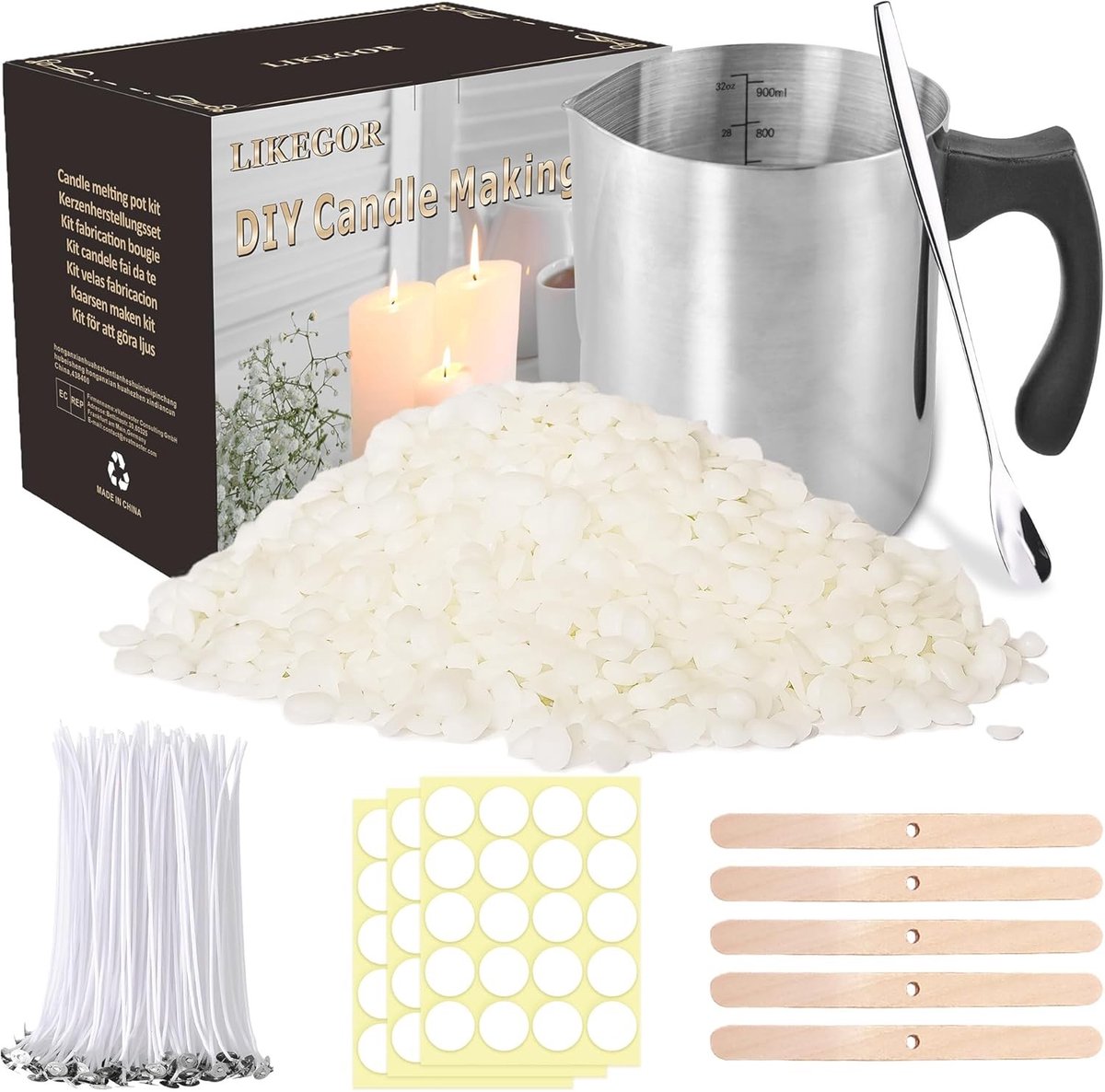 Kaarsenproductieset - Zilver - 900 ml - Gietijzeren Pot met Schenktuit - Voor Kaarsenliefhebbers
