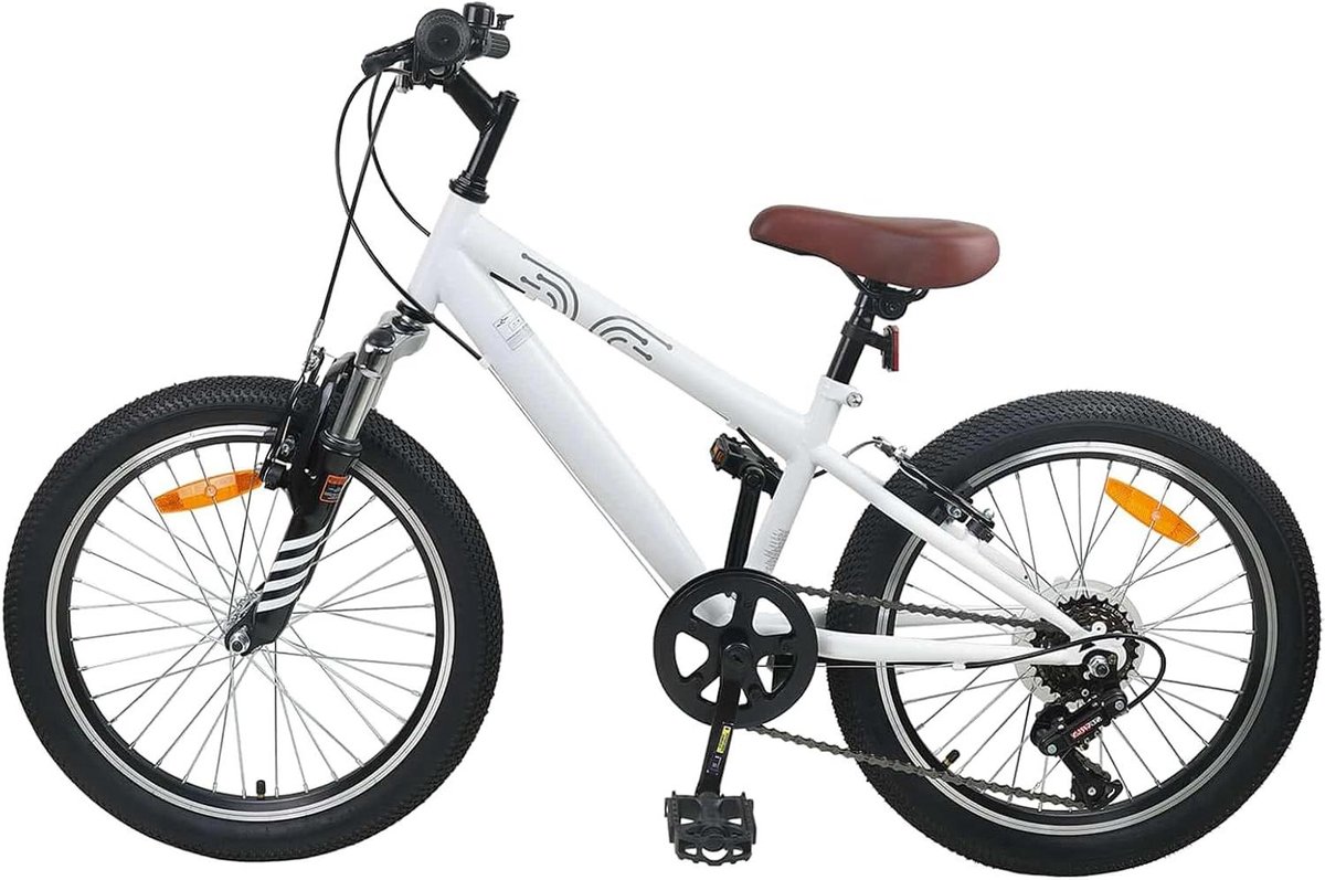 Kinderfiets Mountainbike Stoere Fiets Buiten Avontuur 6 Versnellingen 24 Inch Wit