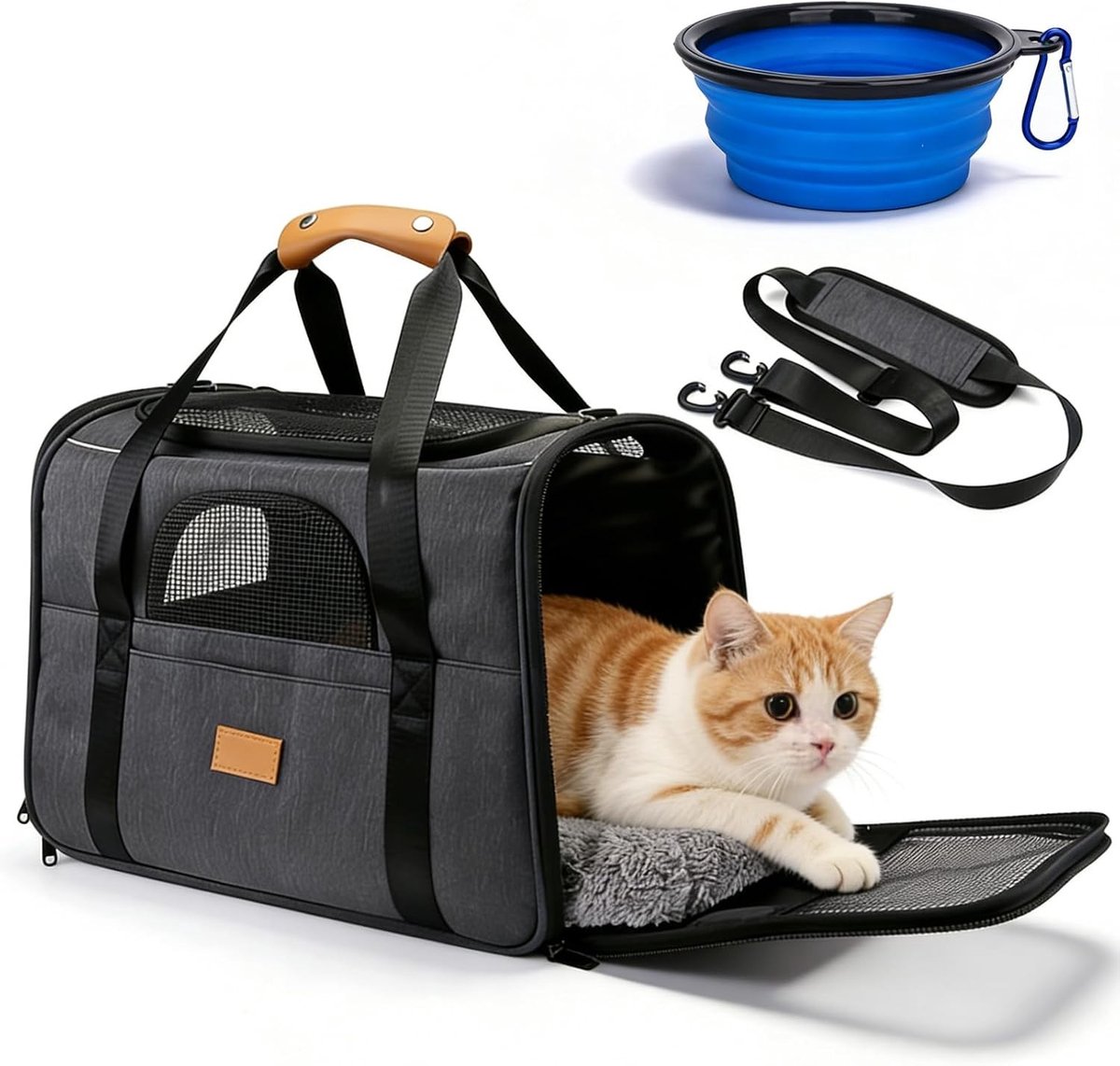 Transporttas voor Huisdieren - Zwart - 45 x 35 x 33 cm - Gemaakt van 300D Oxford - Voor Kleine Katten en Honden