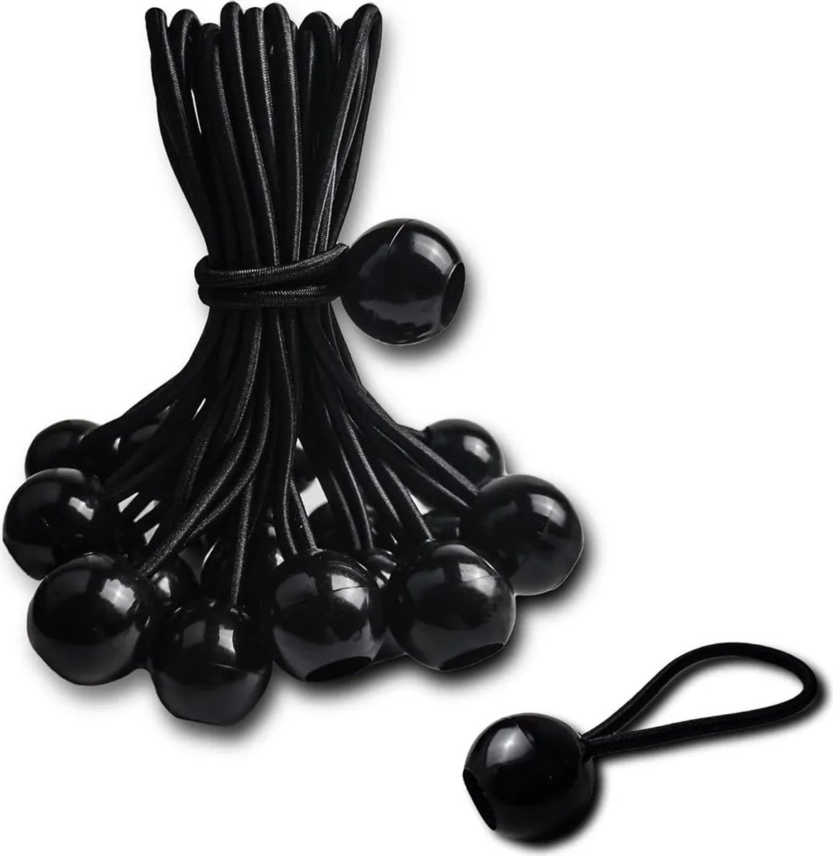 75 elastische koorden Geschikt voor balletjes, elastische spanband, Geschikt voor zeilen, tenten, spandoeken, vlaggenmasten, kampeerzeilen, zwart.