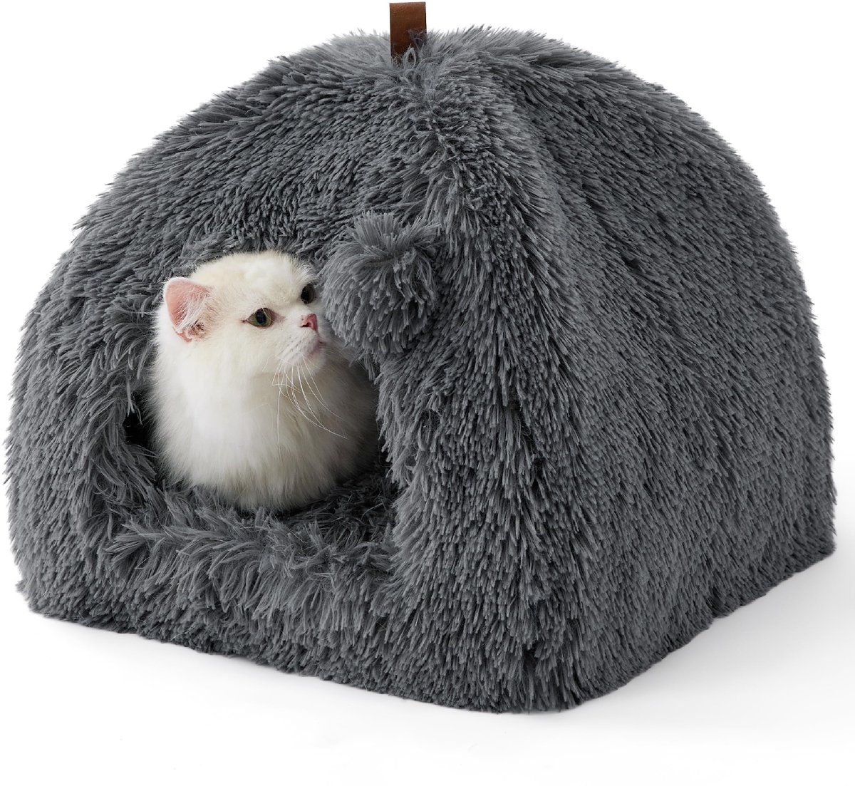Famanu – Kattenhol iglo in pluizige uitvoering, 40 x 40 cm, comfortabel kattenhuis voor jouw kat