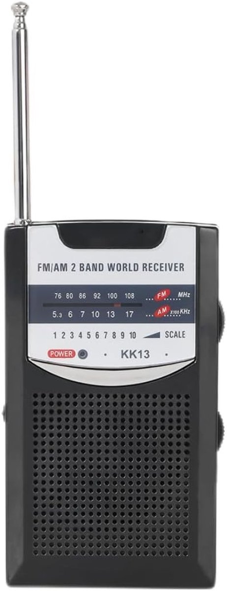 Draagbare Radio - Zwart - Kleine Zakradio - Werkt op 2 AAA-batterijen - Voor Binnen en Buiten
