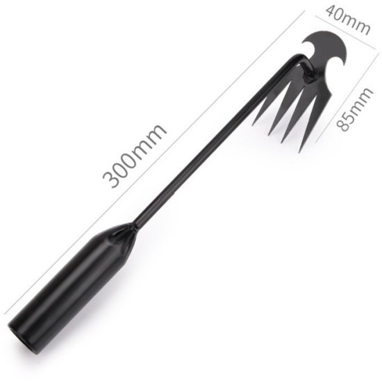 2 stuks-Wieder - Viertandige wieder - Onkruidverwijderaar - Handwieder - Tuingereedschap - Geschikt voor agrarisch en landschapsgebruik - Onkruid wieden - Zwart - 30*4 cm — afbeelding 2