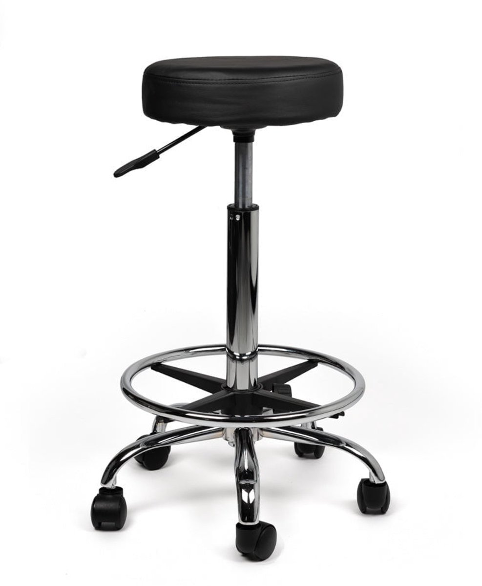 Tabouret Zwart – Ergonomische, Verstelbare Kruk met Wielen – Comfortabele Werkstoel voor Salon, Kapper, Pedicure, Tattoo, Nagelstudio, Schoonheidsspecialist & Thuisgebruik - Zithoogte 70-84cm - met Voetsteun