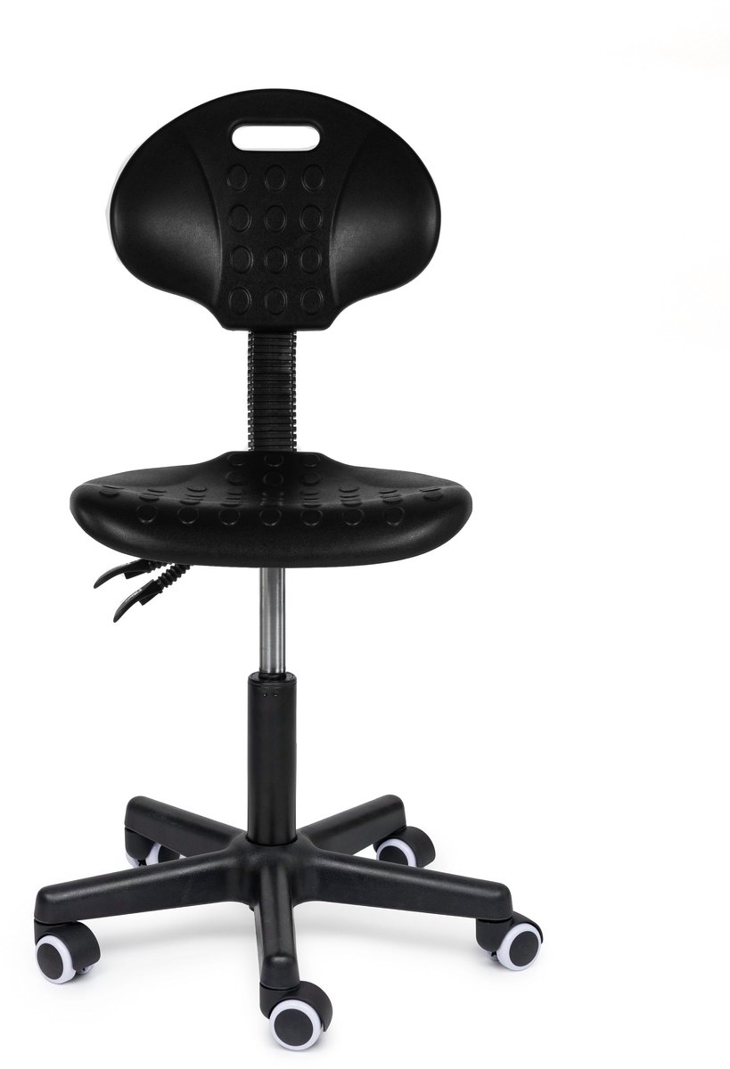 Ergonomische Werkstoel Zwart Op Wielen - Black Hoog (70-86cm) / zonder Voetsteun / Standaard wielen