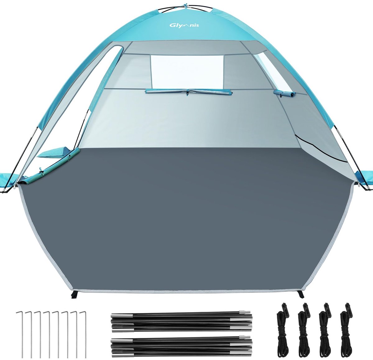 Famanu – Grote strandtent voor 3-4 personen met draagbare UV-bescherming, lichtgewicht zonwering, ideaal voor strand, tuin, vissen en picknick