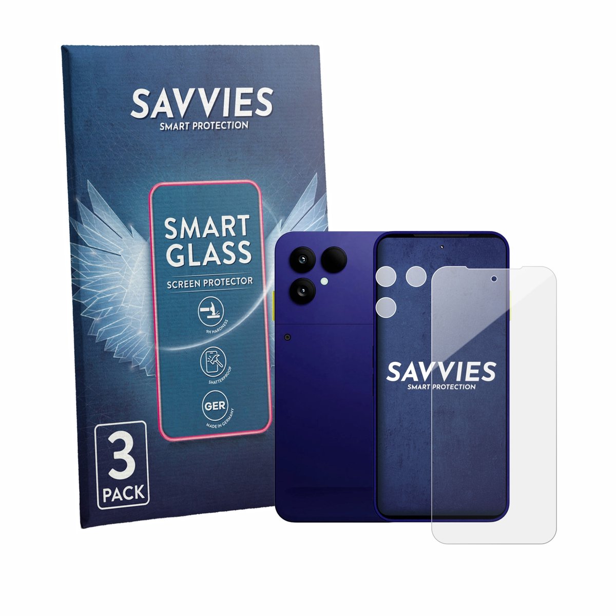3 Stuks Savvies Screenprotector - geschikt voor Fairphone 6 Plus (Voor+Camera) - beschermfolie glas transparant