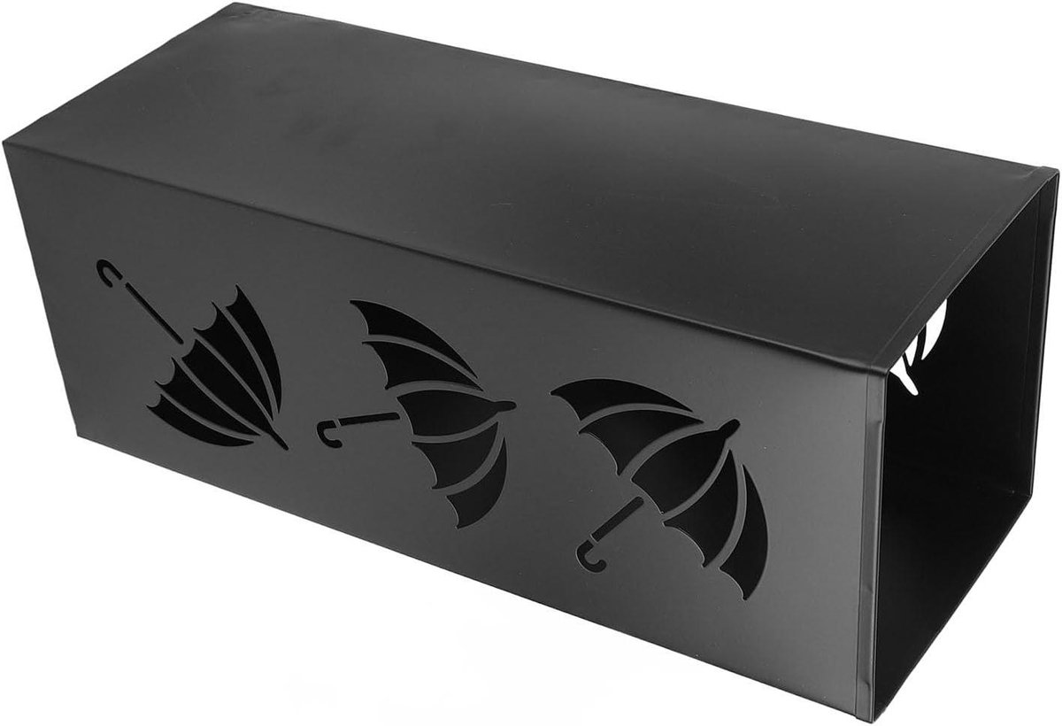 Paraplubak - Parapluhouder Organizer - Entree Droog Houden - Duurzaam Gepoedercoat Staal - 42x16x16cm - Zwart
