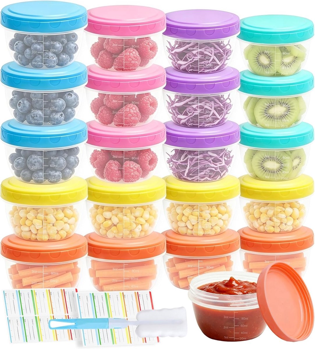 Kleine Voedselcontainers - Klein - 120 ml - Lekvrije Plastic Bewaarbakjes met Deksel - Voor Sauzen, Snacks en Yoghurt