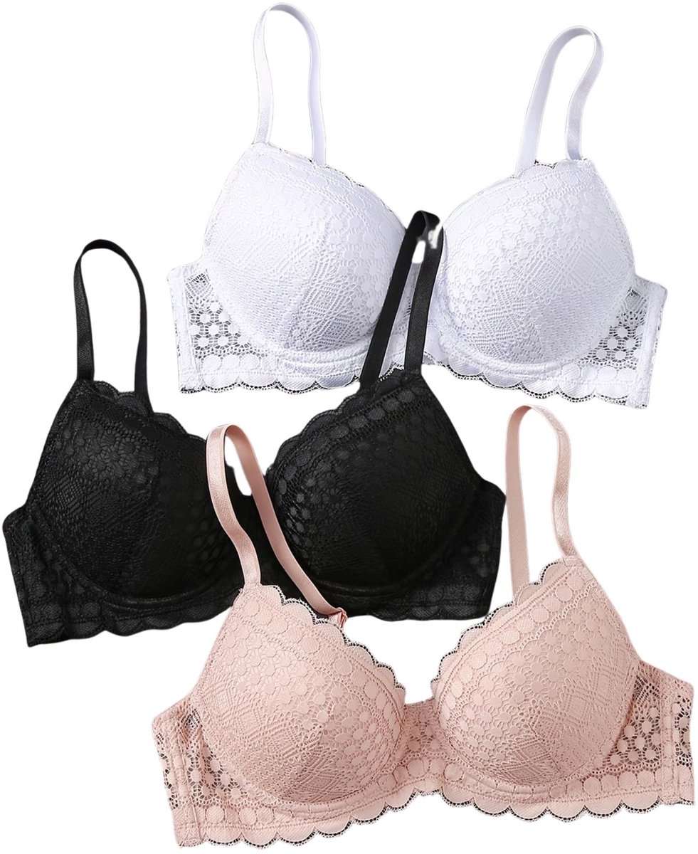 Currero BH Zonder Beugel - Strapless - Zonder Bandjes - Met Voorsluiting - Push-up Bh's - Comfort Beha - Comfortabel - Grote Sluiting - Veelkleurig A - Cupmaat
