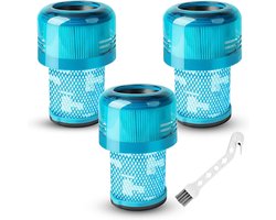 Geschikt voor Dyson V12 Filter Set van 3 - Geschikt voor Detect Slim, Absolute, Fluffy - Vervangt 971517-01 - Wasbaar HEPA Filter met Borstel - Blauw