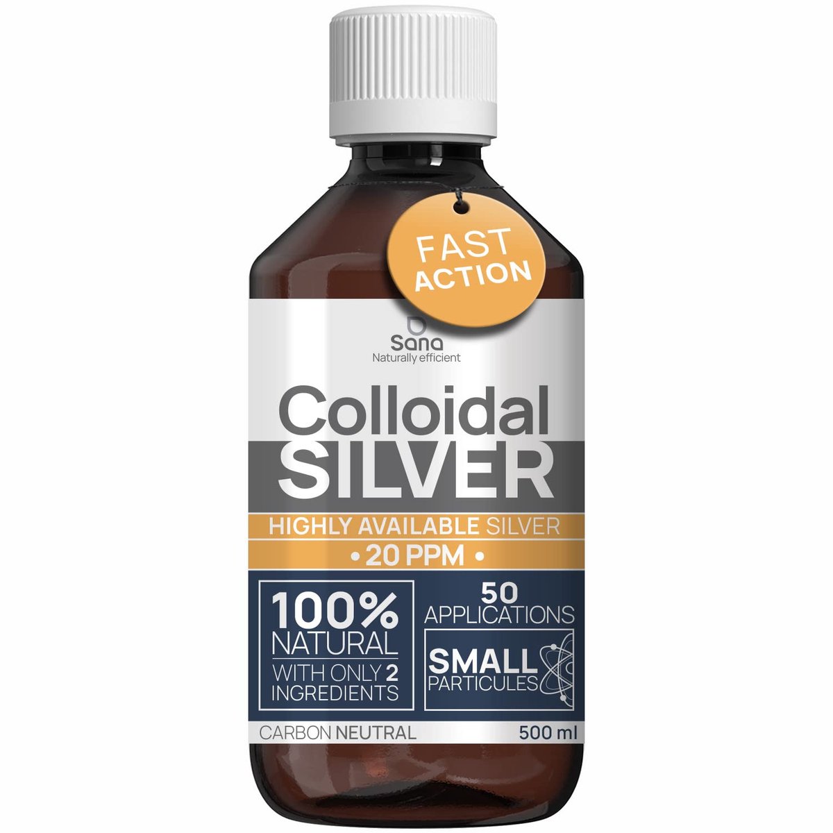 SnelShoppen - Colloïdaal Zilver 20 PPM - Bio-actief Zilverwater voor Mensen en Honden - 500 ML - 100% Natuurlijk - Koolstofneutraal - Ideaal voor Gezo