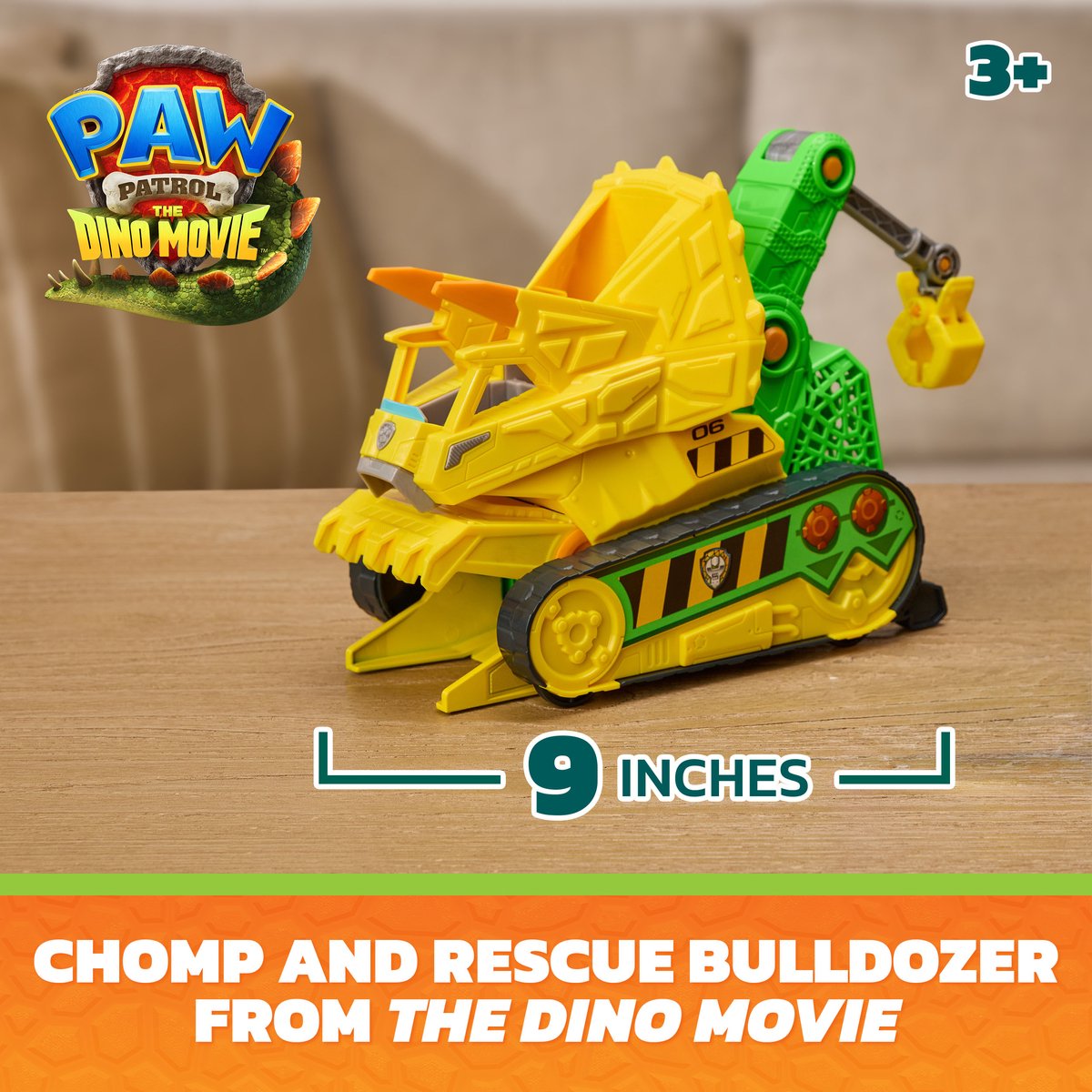 PAW Patrol - De Dino Film - Chomp & Rescue Bulldozer met Rubble-figuur en dinosaurusfiguur, voertuig met happende actie en reddingsklauw - 23 cm — cadeau in Spellen & Speelgoed - foto 7