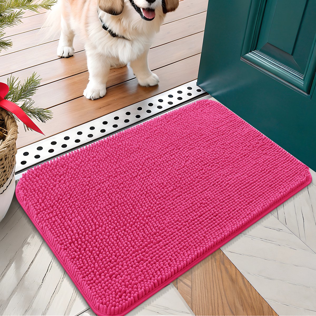 Olanly - Deurmat - Binnen deurmat - Waterabsorberend en antislip - 41x61cm - Roze rood