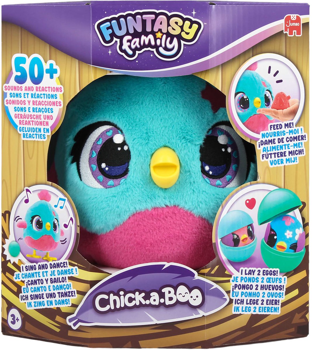 Jumbo - Funtasy Family - Chick-a-boo - Vanaf 3 jaar - Interactieve knuffel - Speelgoed met geluid - Zingt, danst en legt kuikens — afbeelding 7