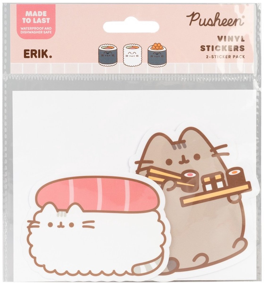 Grupo Erik Pusheen - Pack Of 2 Sushi Roll Vinyl 1 Sticker Set - Multicolours