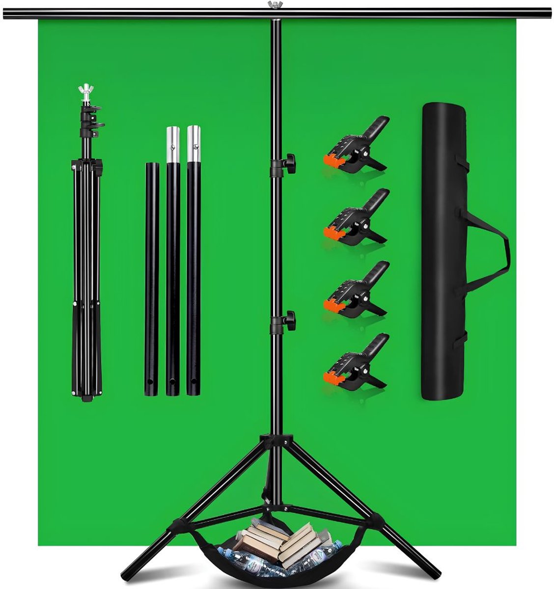 SP® Greenscreen - Draagbare, Vrijstaande Foto Achtergrond - Professioneel Oprolbaar Paneel - Groen - 77cm x 13cm x 11cm