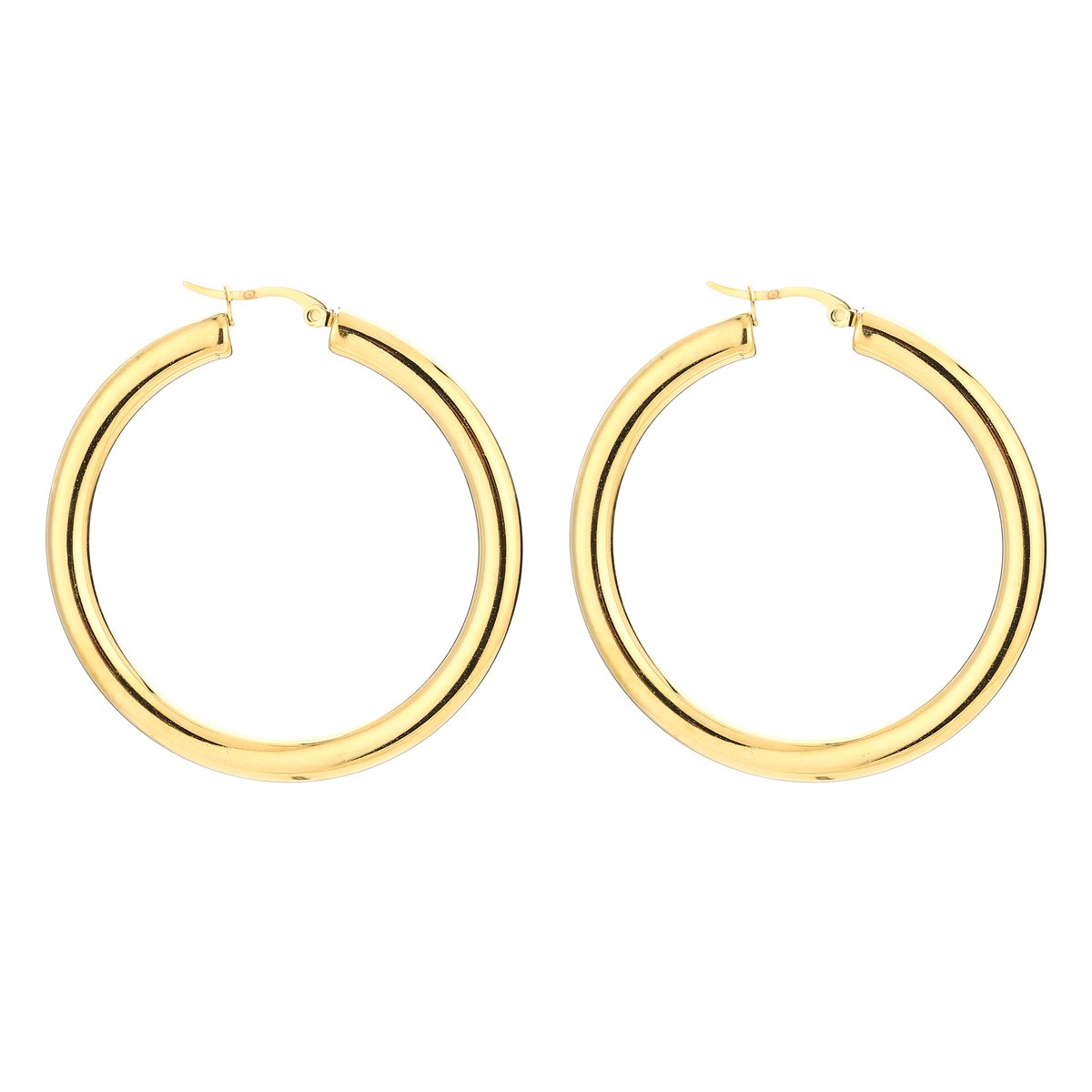 Stainless Steel Chunky Round Tubular Statement Hoops – Luxe Dikke Oorringen 5 cm – RVS - Zilver