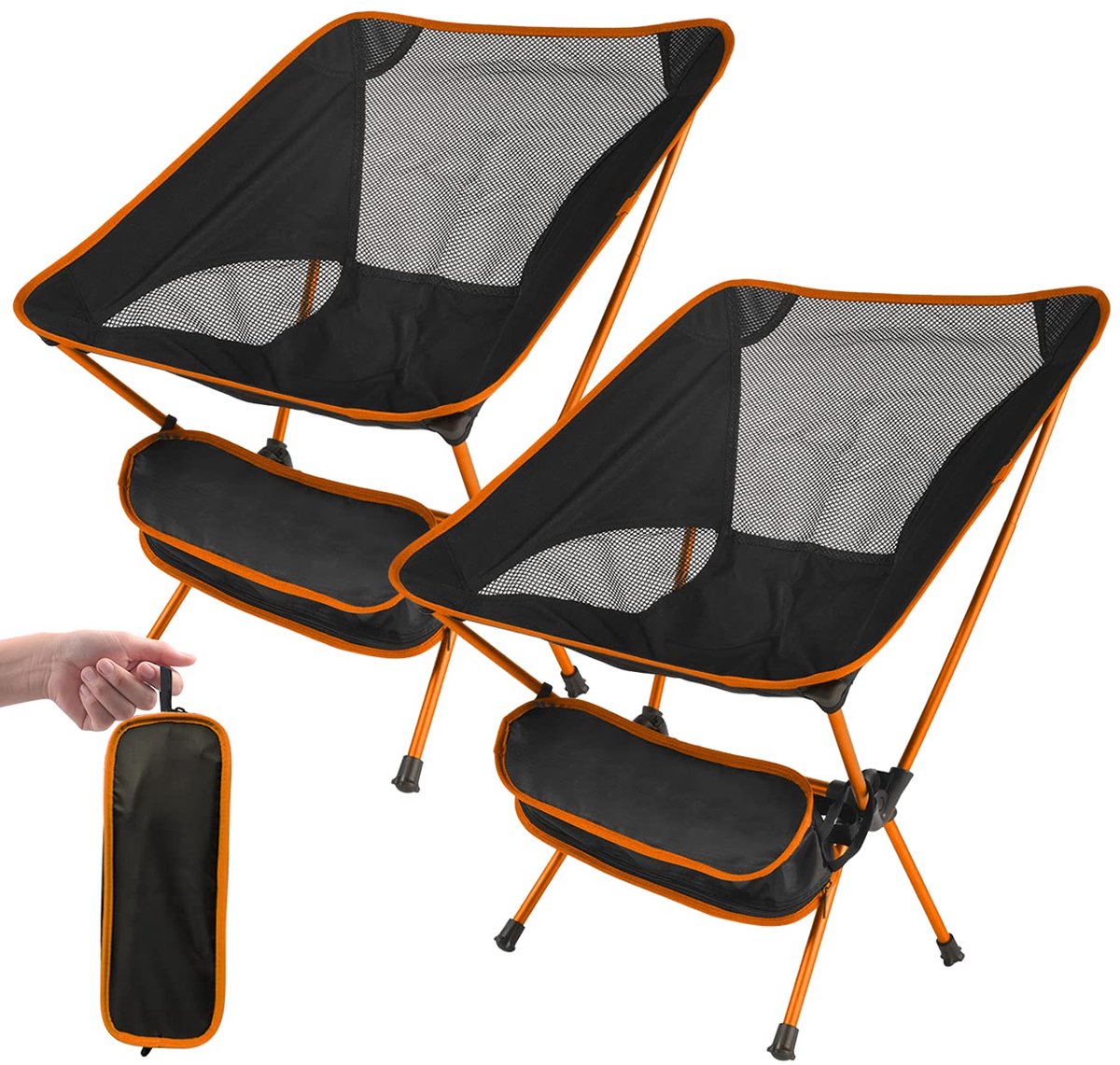SnelShoppen - Opvouwbare Campingstoelen 2-Pack Lichtgewicht Draagbare Stoelen met Draagtas voor Buiten, Vissen, Wandelen, Strand, Picknick - Compacte