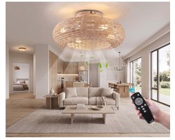 Retro Plafondventilator met Verlichting & Afstandsbediening – Bamboe & Rotan Design [Energieklasse D]
