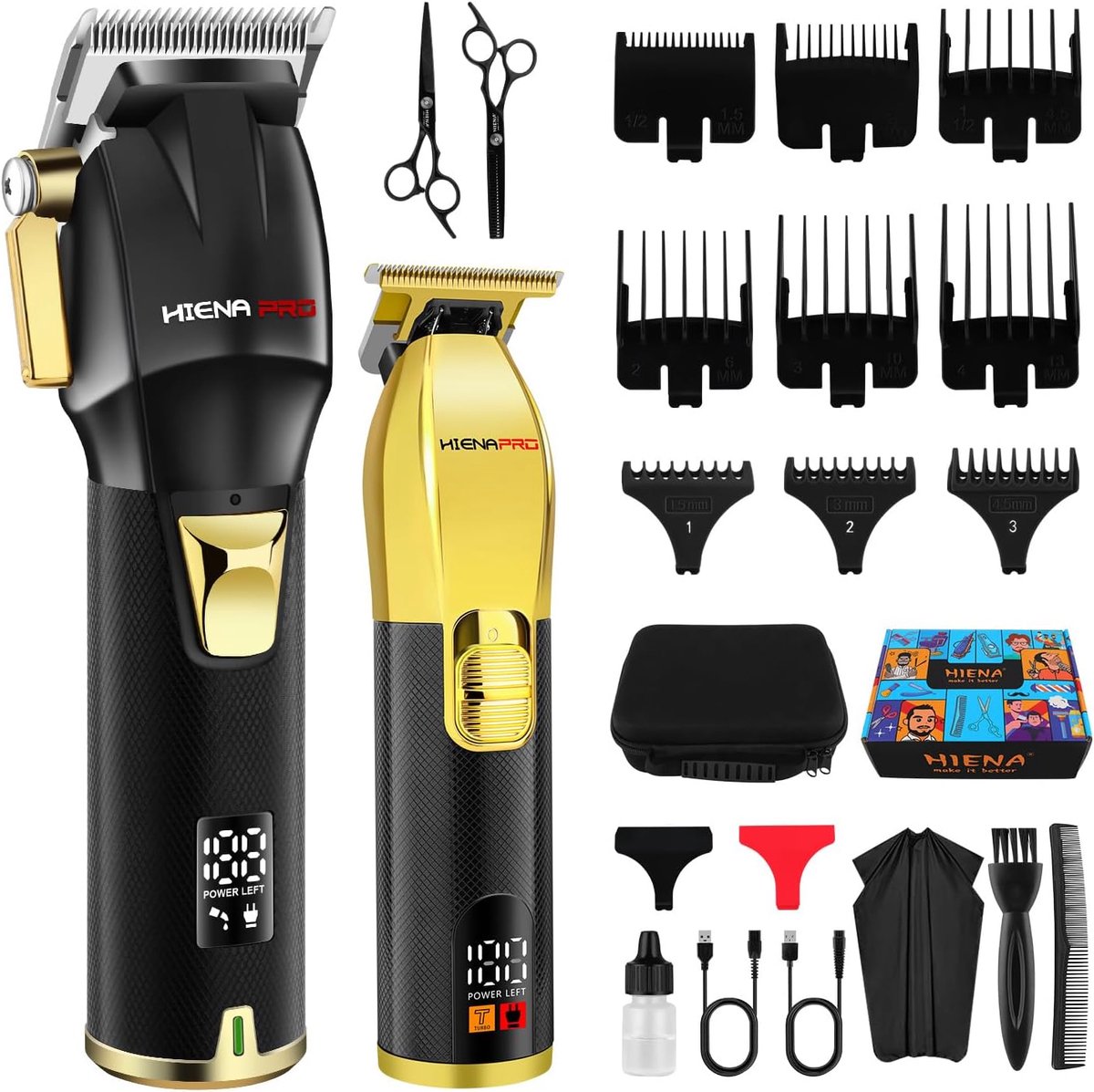 SnelShoppen - Professionele Tondeuse-Set voor Mannen, Draadloze Kappersset met LED-Display, Oplaadbare USB, Perfect als Geschenk voor Mannen (Zwart Go
