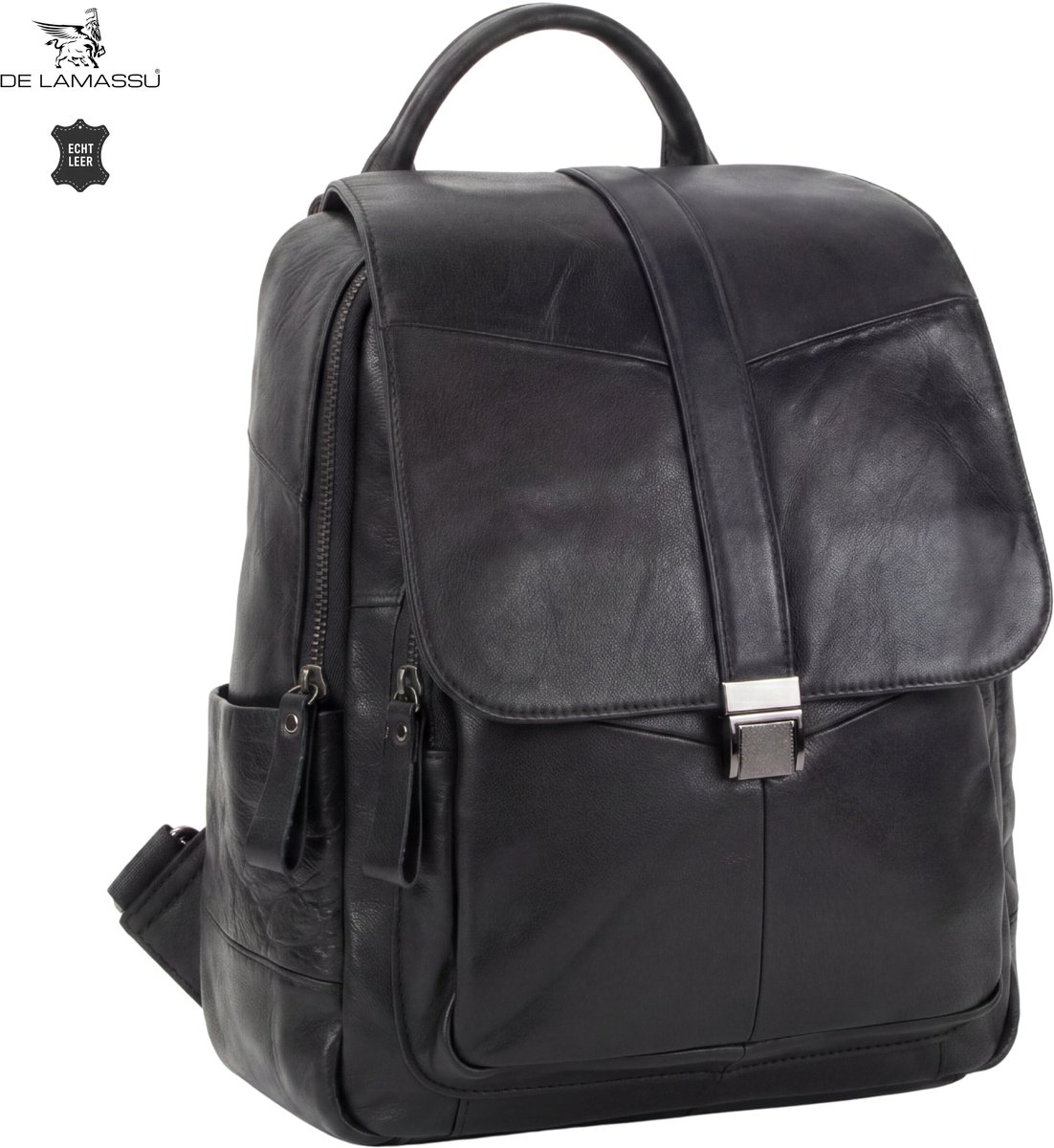 DE LAMASSU® Leren Rugzak Rugtas Dames Heren Unisex 15 Inch Laptop Rugzak Echt Leer Werkrugzak Schoolrugzak Business Rugtas Casual Rugzak Reisrugzak 12 Liter