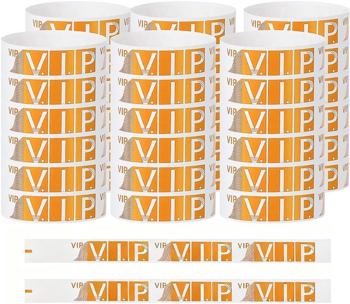 VIP Armbanden voor Evenementen - Waterdichte Papieren Armbanden voor Veiligheid en Toegangscontrole op Feesten en Evenementen (19x255mm) - Oranje Kleur