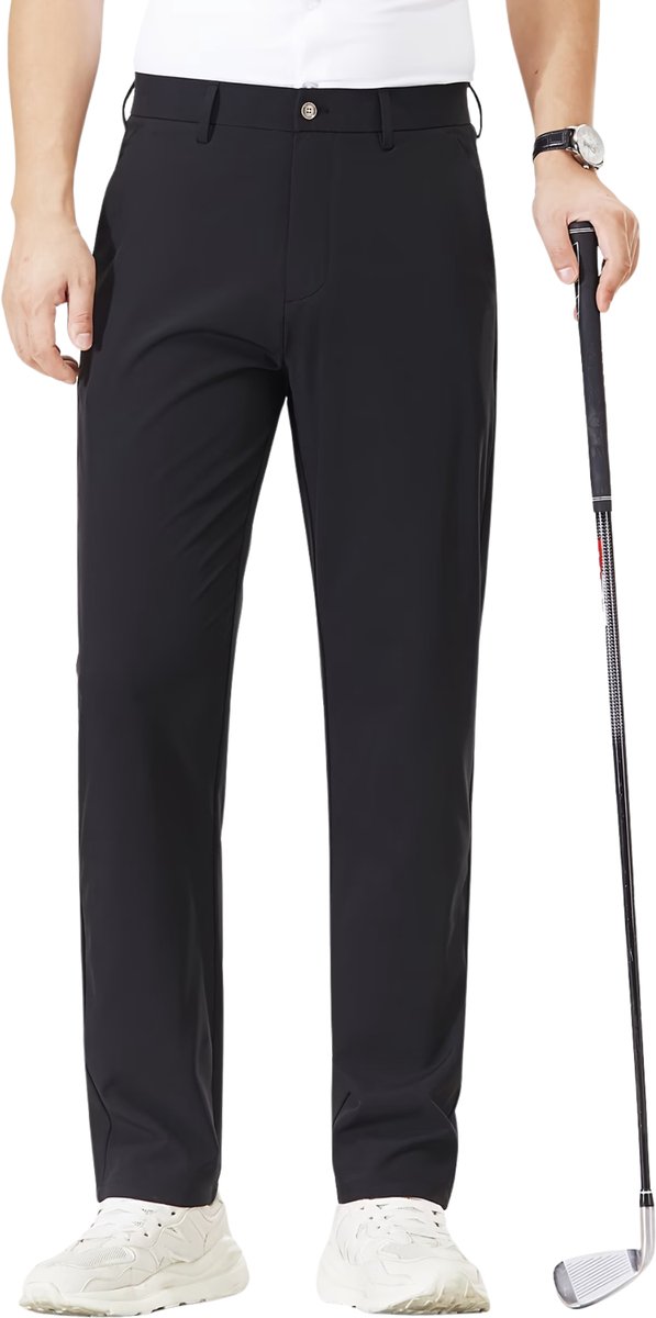 Currero Pantalon Heren Chino Regular Fit Golfbroek Nette Broek Met Elastische Tailleband Volwassenen 4XL Zwart