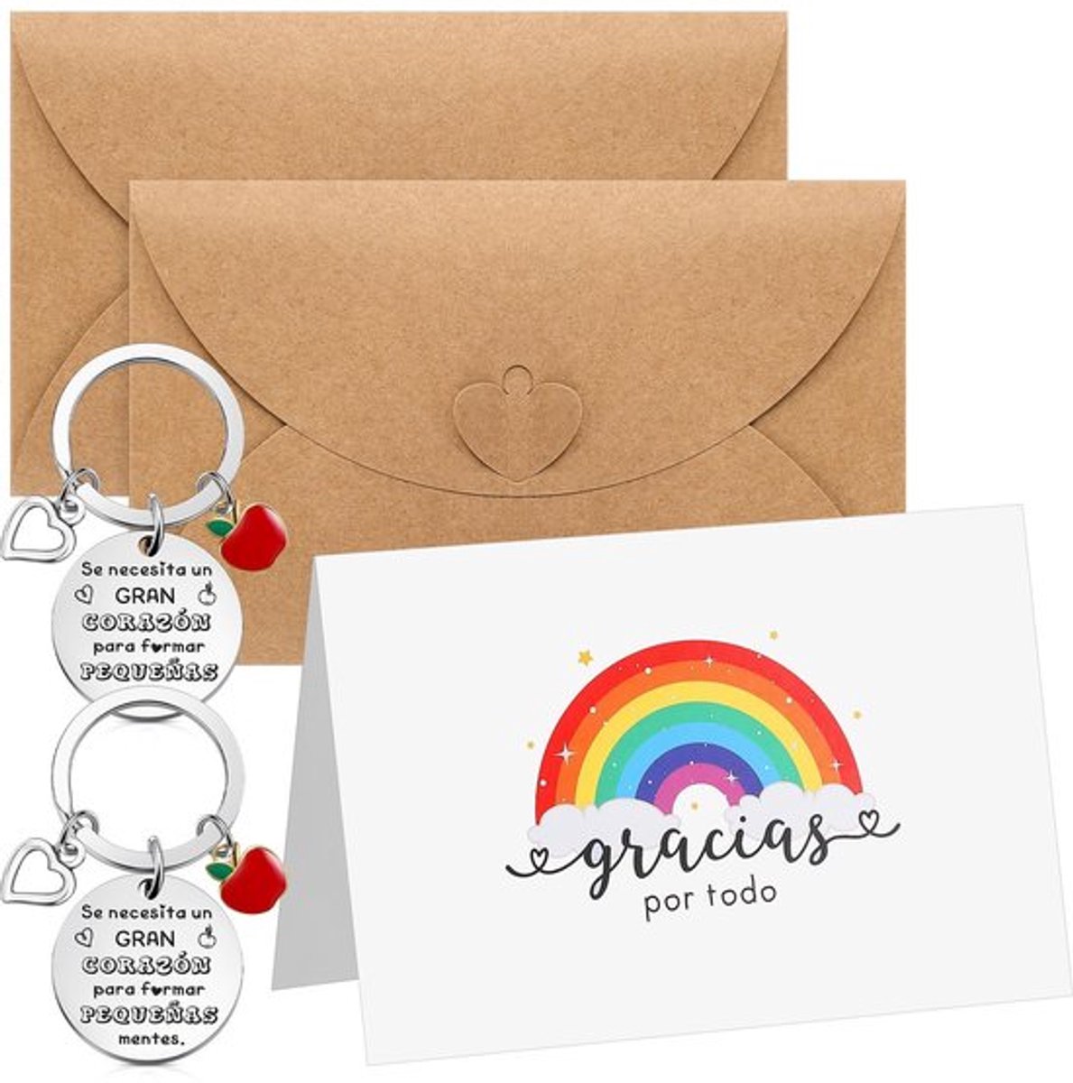 - Waarderingsgeschenken voor leraren - Sleutelhangersset - Afscheidscadeau - Gegraveerd - Wenskaarten met enveloppen - Voor kleuterschool e...