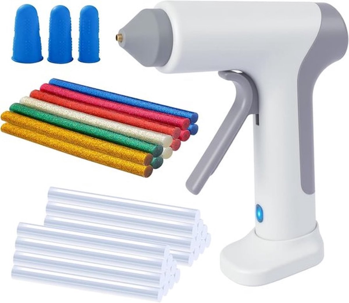 SnelShoppen - Mini Lijmpistool met 20 Transparante en 12 Gekleurde Lijmsticks, 15 Seconden Snelle Verhitting, Oplaadbaar USB-C, Perfect voor DIY, Crea