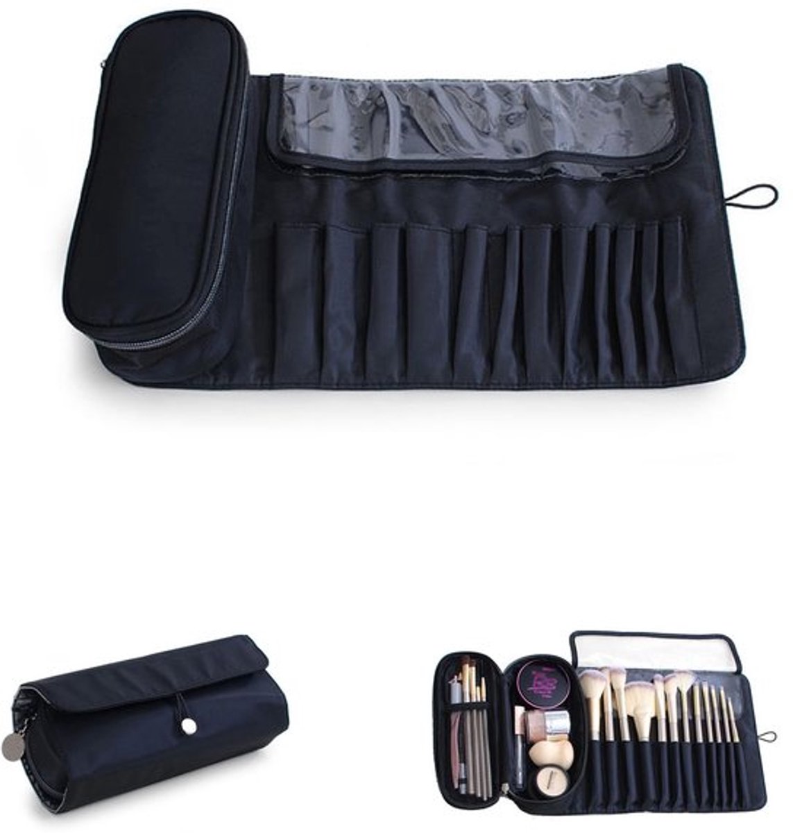 Make-up Tas Waterdicht - Cosmetica Organizer - Reis Tas - Borstelhouder met 12 Houders - Lichtgewicht - Schokbestendig